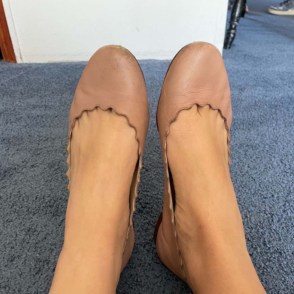 Chloe Scalloped Pink Flats size 8